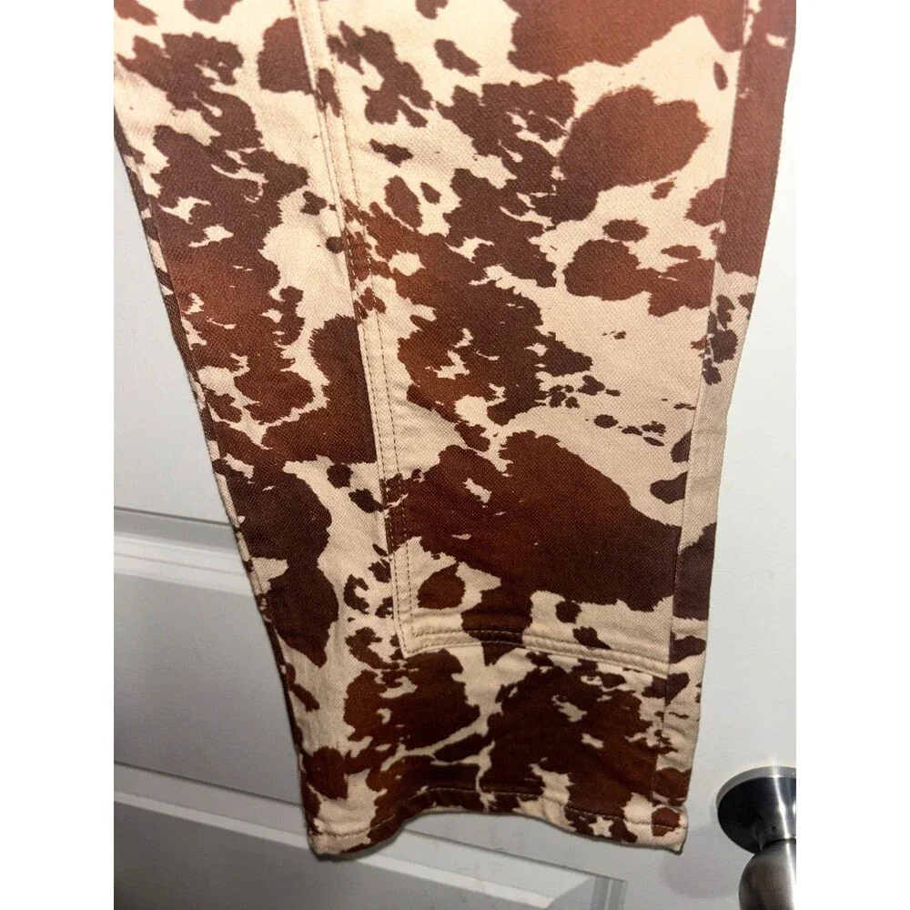Free People We The Free Women’s Risk Taker Animal Cow Print Jeans size 24 NWT